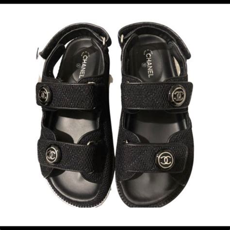 chanel grandpa shoes|Chanel velcro sandals.